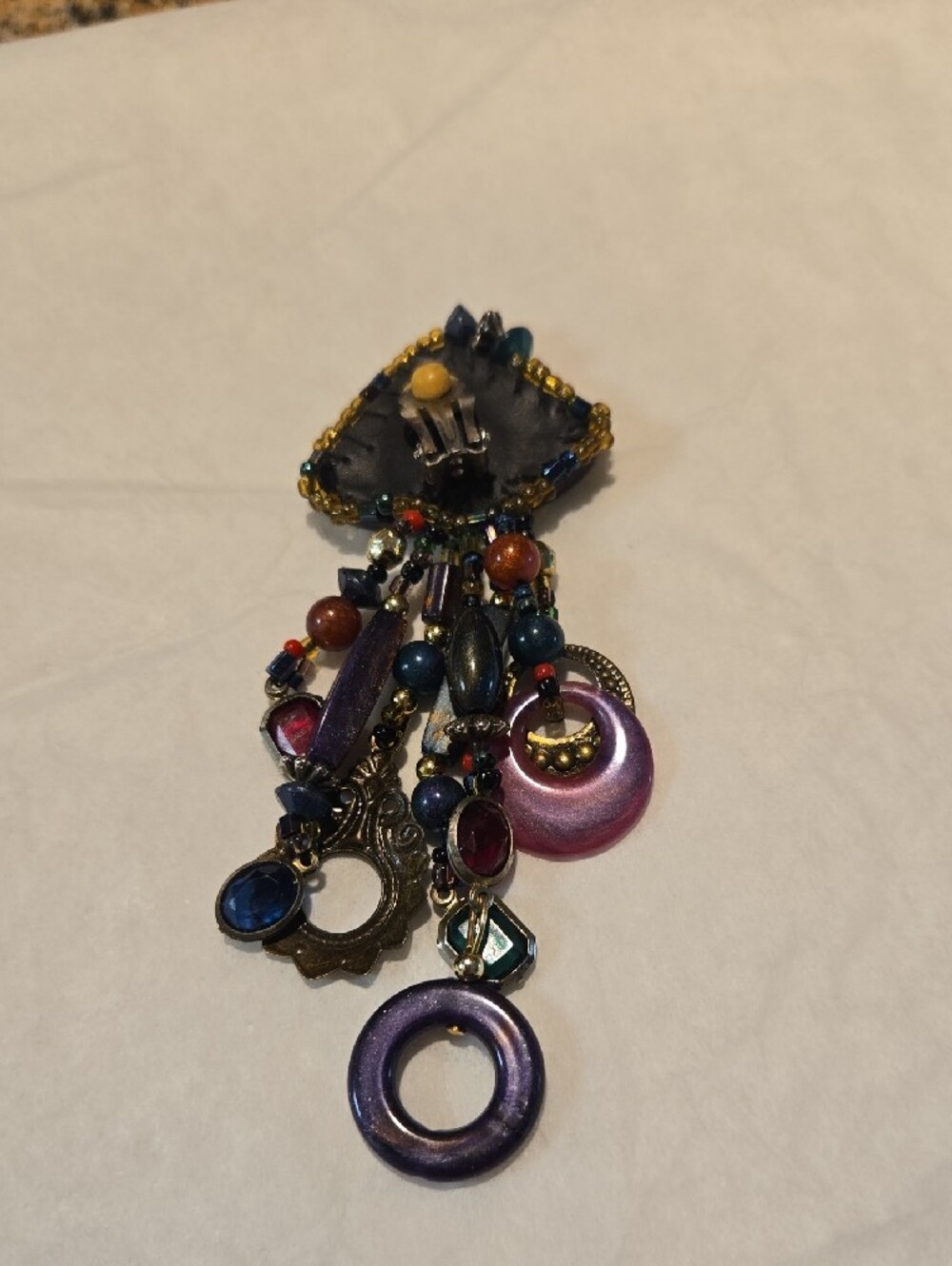Bohemian Multi-Color Dangle Statement Earrings - Purple Accents - Picture 4 of 4
